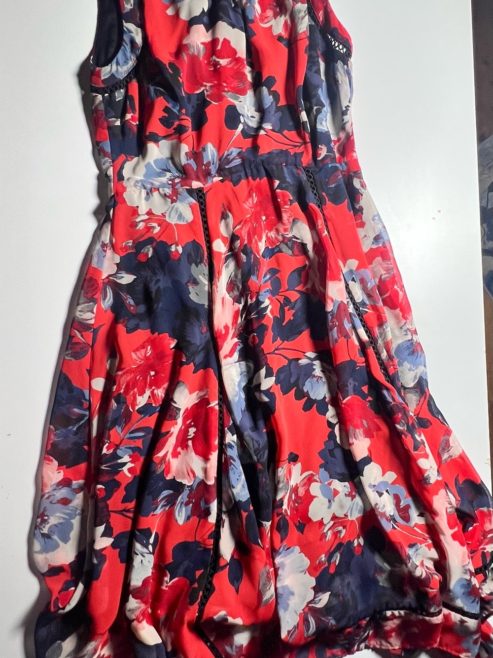 Red Floral Sleeveless Fit & Flare Dress